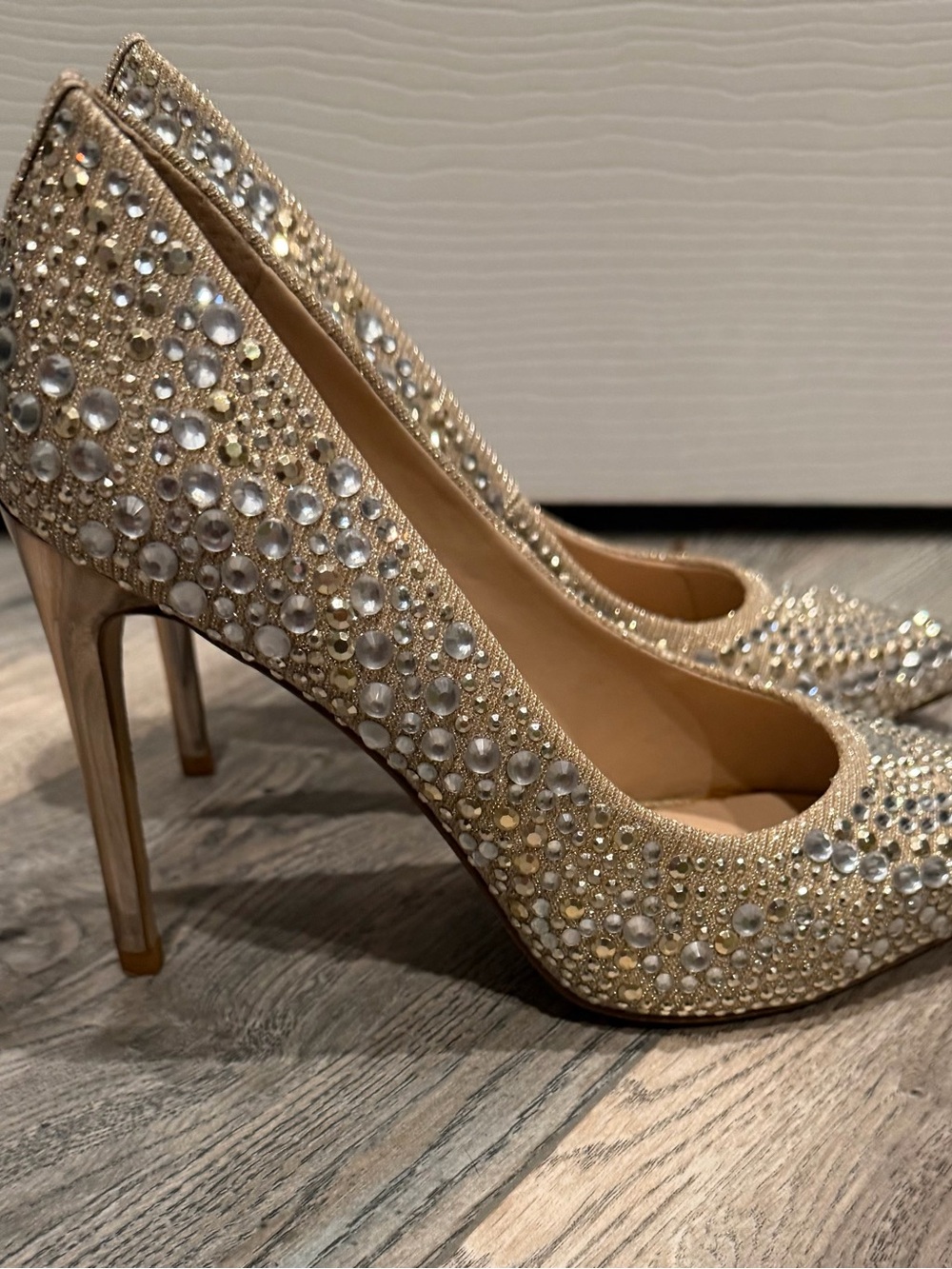Gianni Bini Gold Crystal Embellished Stiletto Pumps